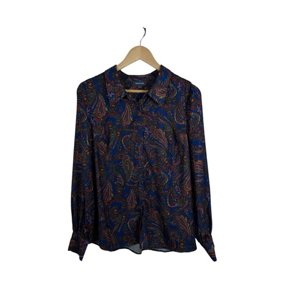 Modcloth Women’s Multicolor Paisley Button Down Blouse Size L - Picture 3 of 9